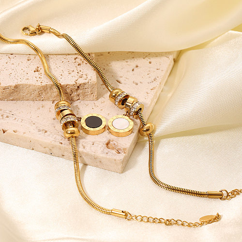 Bracelets plaqués or 18 carats avec incrustation de placage en acier inoxydable avec chiffres ronds pour vacances décontractées