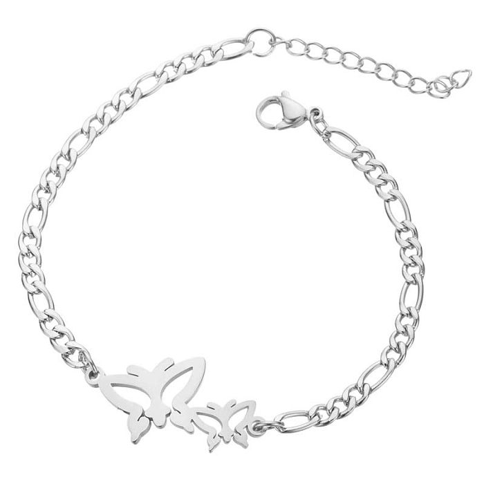 Women'S Fashion Heart Butterfly Elephant Stainless Steel No Inlaid Bracelets Plating Stainless Steel Bracelets