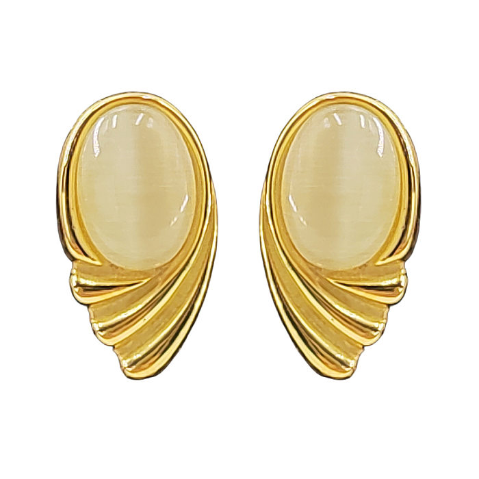 1 Pair Elegant Lady Wings Inlay Stainless Steel  Opal Ear Studs