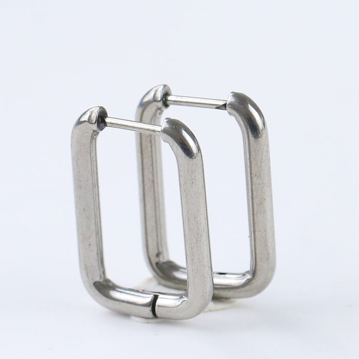Simple Style Oval Stainless Steel Plating Earrings 1 Pair