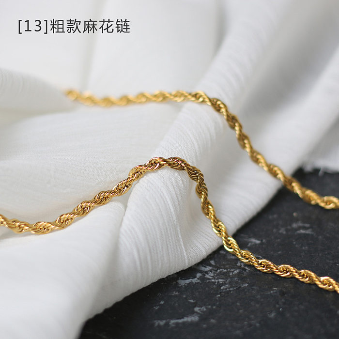 Simple Twist Chain Snake Bone Stainless Steel Necklace