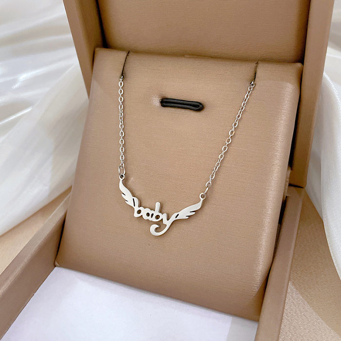 Simple Style Letter Wings Stainless Steel Plating Necklace 1 Piece