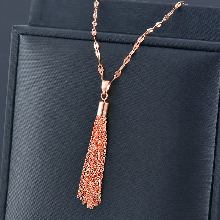 Halskette mit Anhänger im Ethno-Stil, Quaste aus Edelstahl mit eingelegtem Gold, 1 Stück