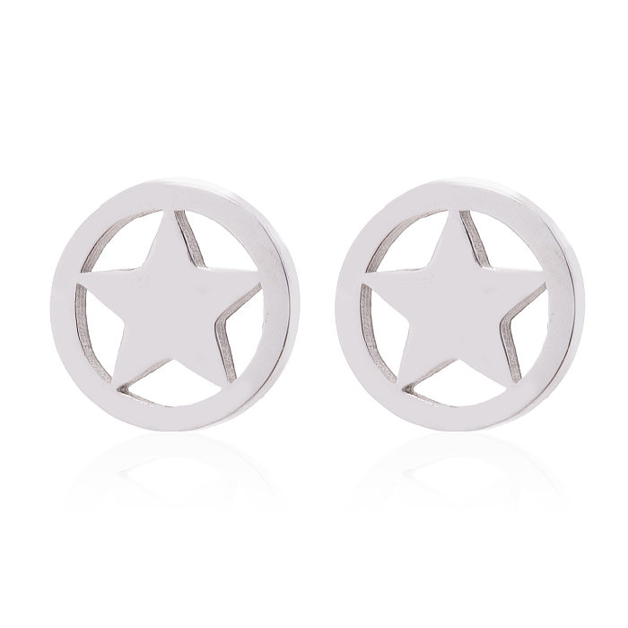 1 Pair Fashion Star Moon Stainless Steel  Plating Ear Studs