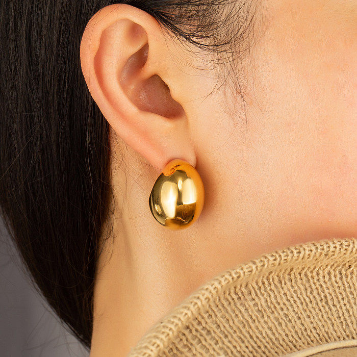 1 paire de clous d'oreilles en acier inoxydable plaqué or, Style Simple, Style classique, couleur unie