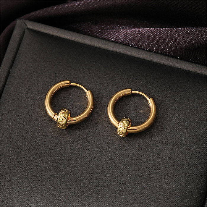 1 Pair Elegant Round Plating Copper Gold Plated Earrings