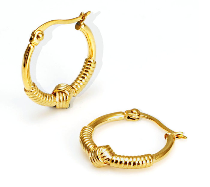 1 Pair Simple Style Classic Style C Shape Plating Stainless Steel 18K Gold Plated Earrings