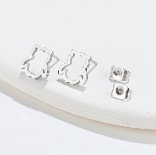 Simple Style Owl Stainless Steel Ear Studs Plating No Inlaid Stainless Steel  Earrings