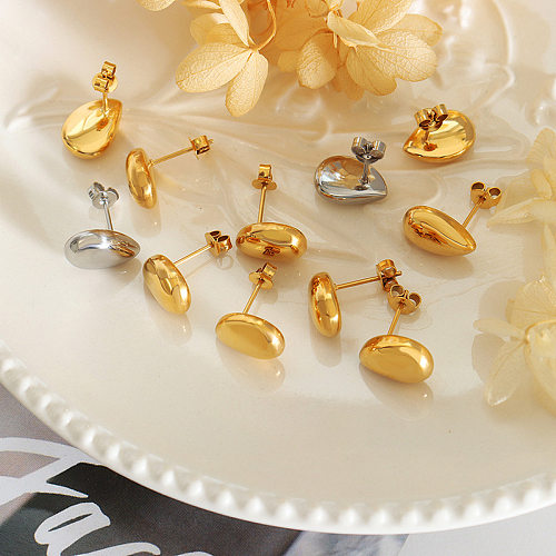 Retro Geometric Water Drop Shape Female Stainless Steel 18K Gold Plating Earring Ornament