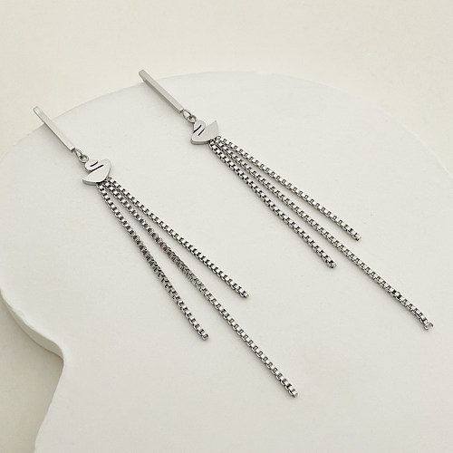 1 paire de boucles d'oreilles pendantes en acier inoxydable, Style Simple et classique, pompon de cygne