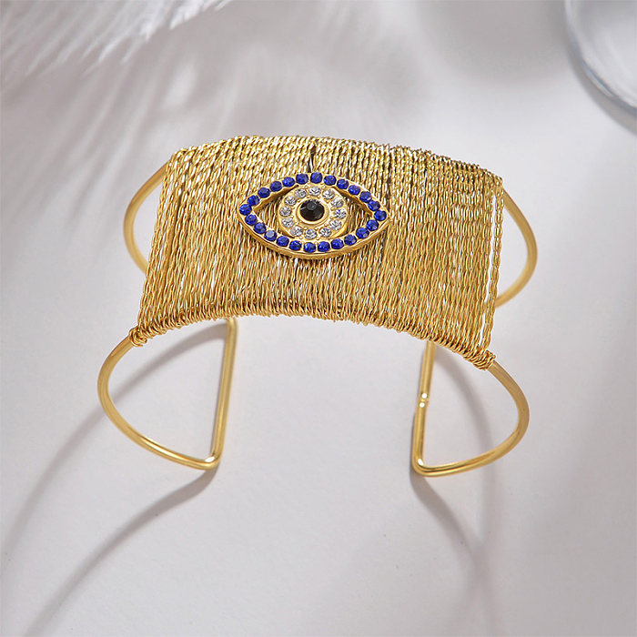 Streetwear Eye Edelstahl 18K vergoldete Zirkon-Manschettenarmbänder in großen Mengen