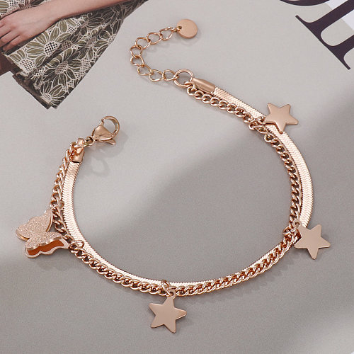 Fashion Pentagram Butterfly Stainless Steel Plating Bracelets 1 Piece