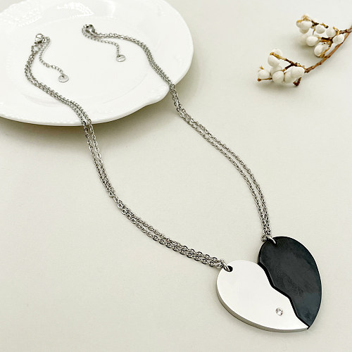 Casual Romantic Sweet Heart Shape Stainless Steel  Patchwork Plating Gold Plated Pendant Necklace