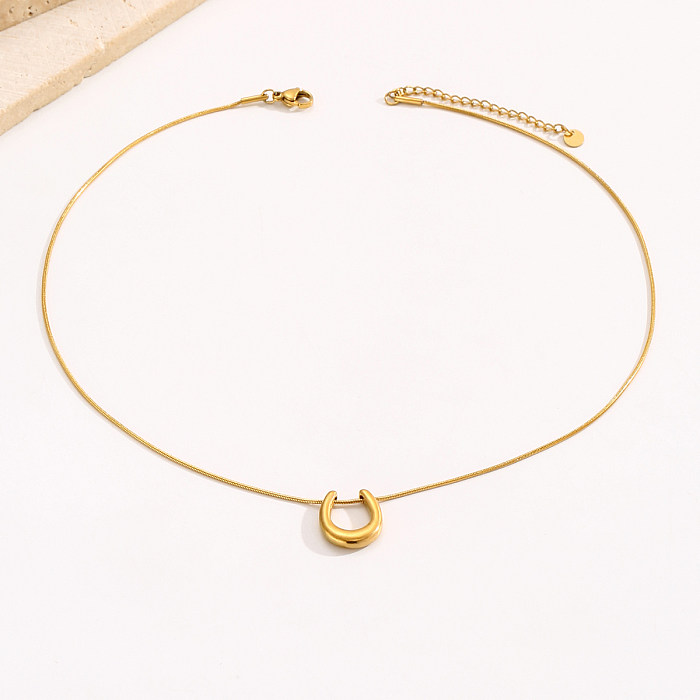 Simple Style Korean Style U Shape Stainless Steel  Polishing Plating 18K Gold Plated Necklace