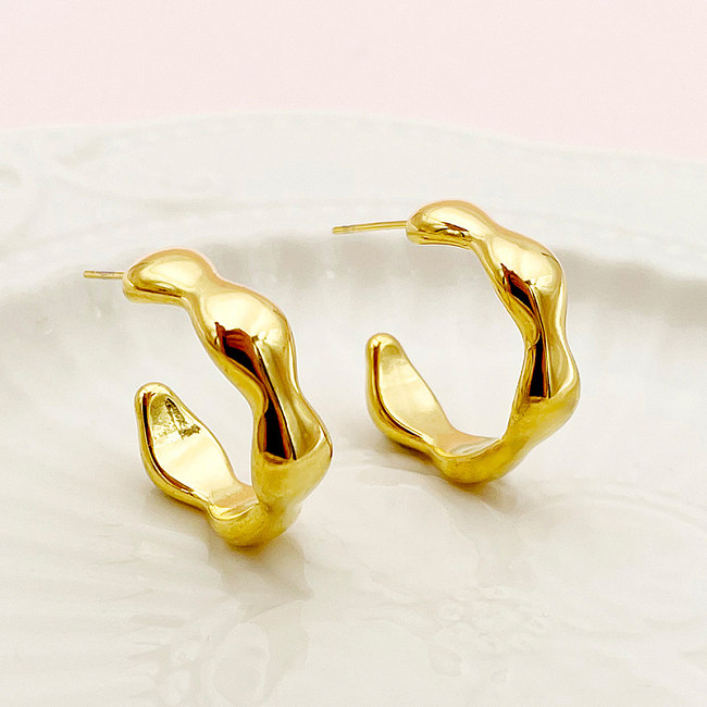 1 Pair Casual Simple Style Commute C Shape Plating Stainless Steel  Gold Plated Ear Studs