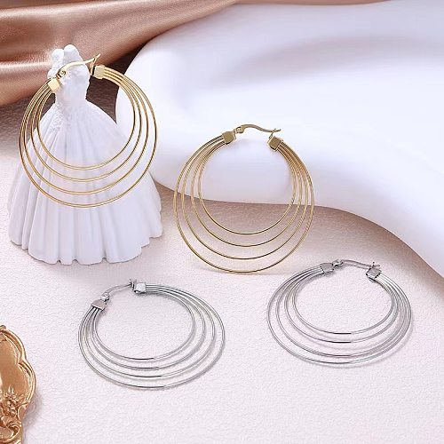 1 Pair Streetwear Geometric Plating Stainless Steel  Hoop Earrings