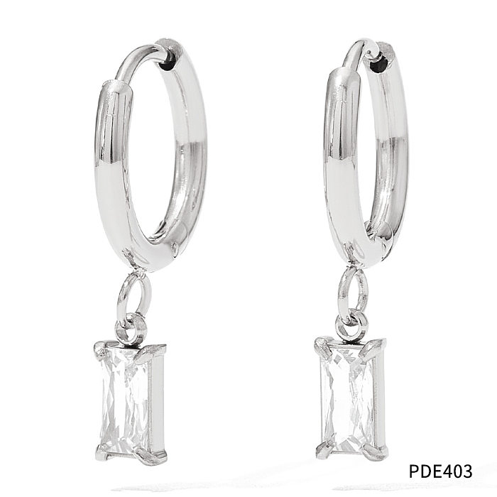 1 Paar geometrische Retro-Ohrringe aus Edelstahl mit Zirkoneinlage