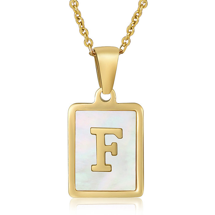 Simple Style Letter Stainless Steel  Stainless Steel Plating Inlay Shell Pendant Necklace 1 Piece