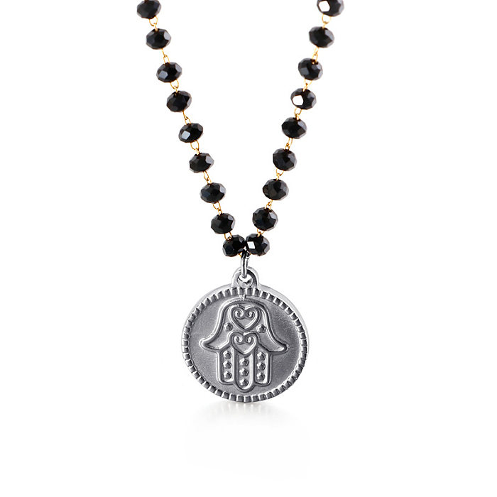 Collier pendentif rétro main de Fatima, collier clavicule en acier inoxydable, vente en gros