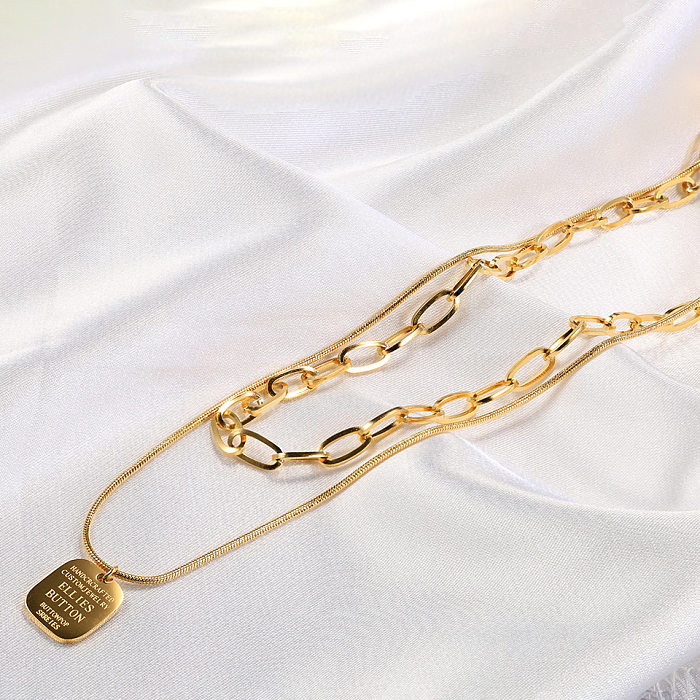 Mehrlagige Halsketten mit Streetwear-Buchstaben und Edelstahlbeschichtung