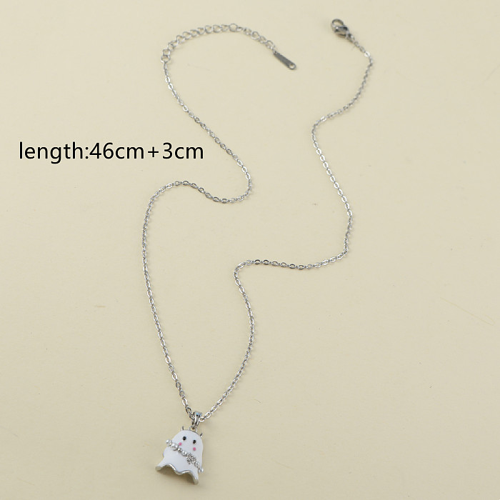 Cute Funny Ghost Stainless Steel  Stainless Steel Pendant Necklace