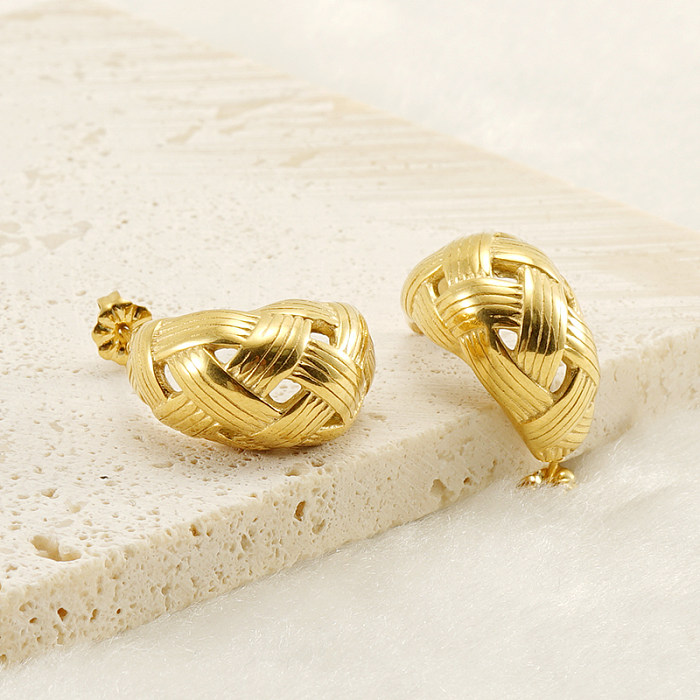 Simple Style C Shape Stainless Steel  Plating 18K Gold Plated Ear Studs