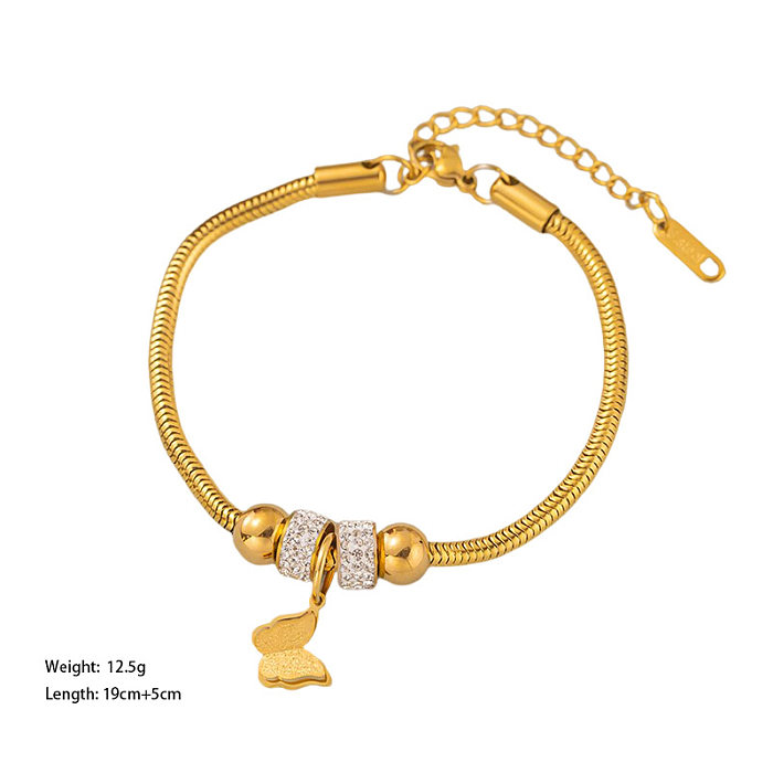 Bracelets de diamant artificiel d'incrustation de placage d'acier de titane de papillon de Streetwear