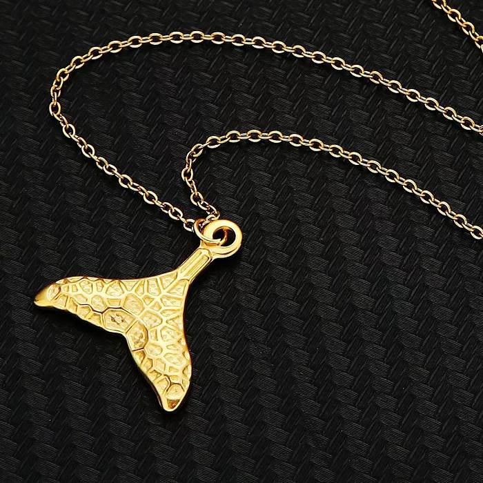 Simple Style Fish Tail Stainless Steel  Stainless Steel Plating Gold Plated Pendant Necklace