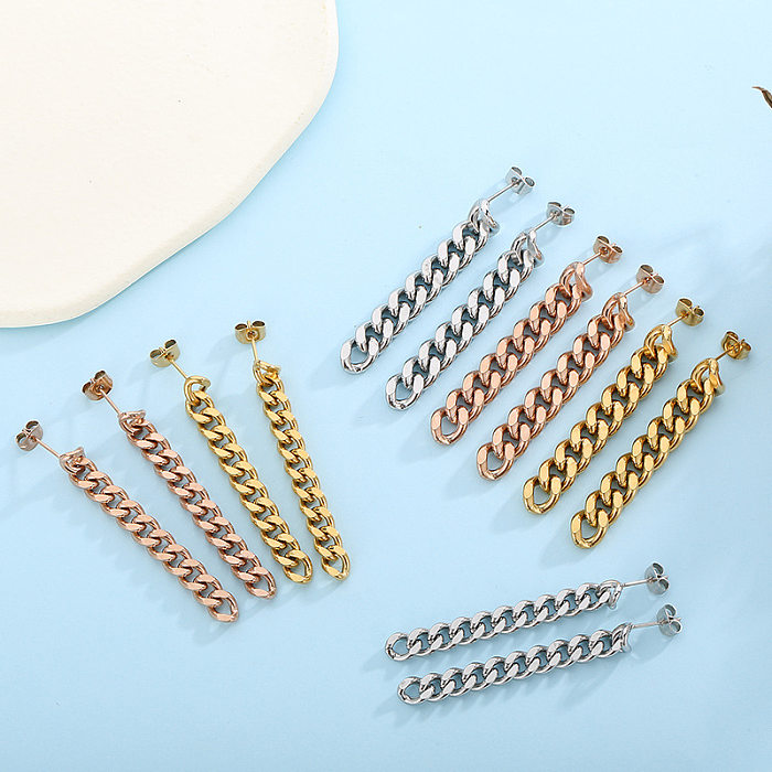 Boucles d'oreilles pendantes géométriques en acier inoxydable, Style Simple, placage sans incrustation, boucles d'oreilles en acier inoxydable