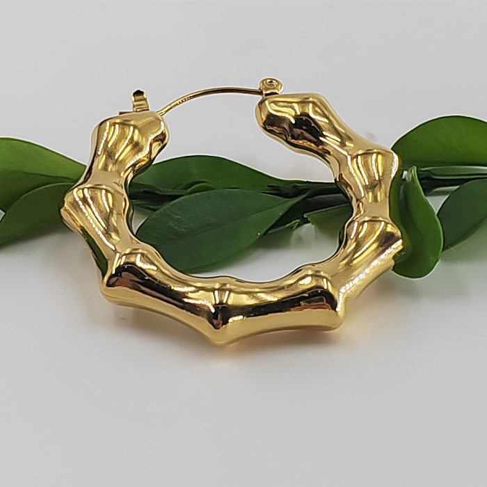 1 Pair Elegant Irregular Stainless Steel  Plating 18K Gold Plated Hoop Earrings