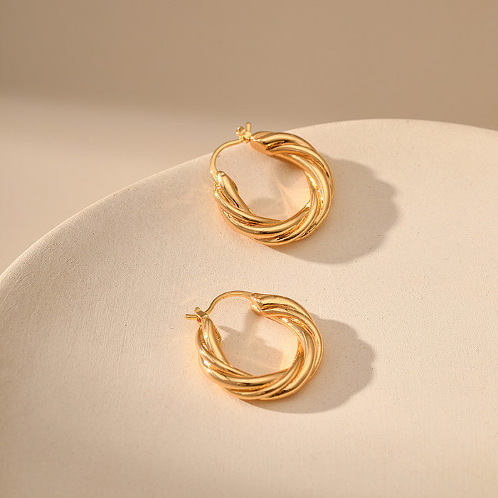 1 Pair Casual Modern Style Classic Style Solid Color Plating Stainless Steel  14K Gold Plated Earrings