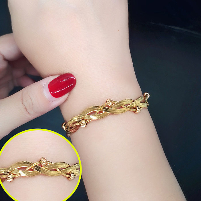Fashion Geometric Stainless Steel Gold Plated Bracelets 1 Piece