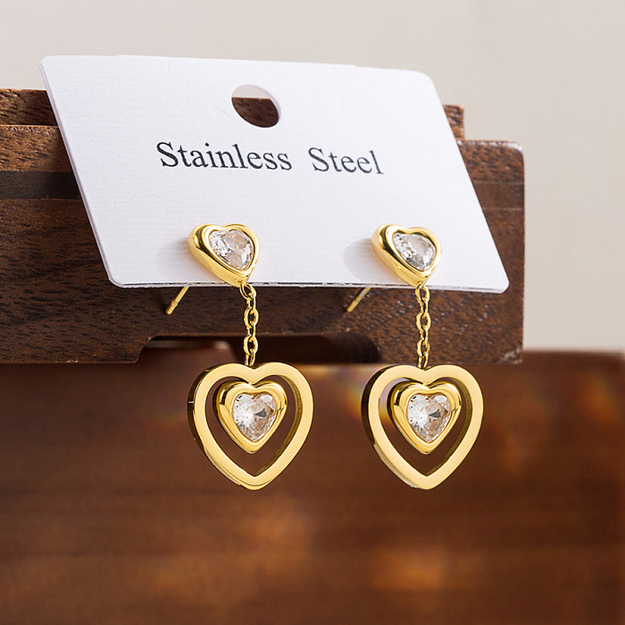 1 Pair IG Style Elegant Sweet Heart Shape Plating Stainless Steel  18K Gold Plated Ear Studs