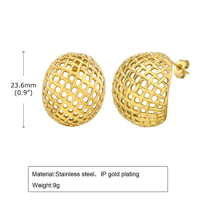 1 Pair Vintage Style Simple Style Solid Color Plating Hollow Out Stainless Steel  Gold Plated Ear Studs