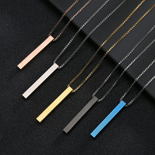 European And American Fashion Personality Trend Pendant Stainless Steel Glossy Square Cylinder Necklace