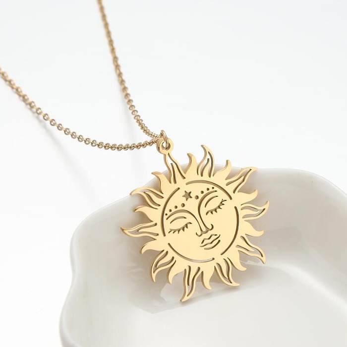 1 Piece Fashion Sun Stainless Steel Plating Hollow Out Pendant Necklace