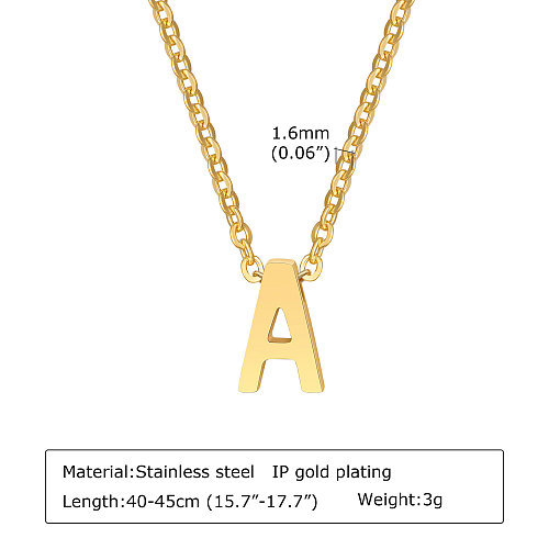 Simple Style Letter Stainless Steel Plating 18K Gold Plated Pendant Necklace
