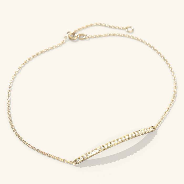 Casual elegante estilo simples cor sólida titânio chapeamento de aço incrustado zircão pulseiras banhadas a ouro 18K