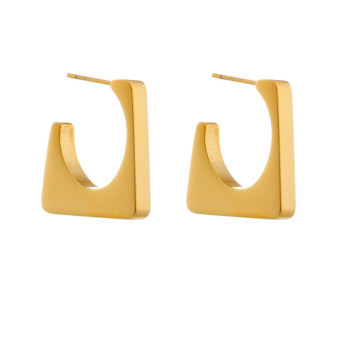 1 par de pinos de orelha banhados a ouro 18K estilo coreano com revestimento de cor sólida em aço inoxidável