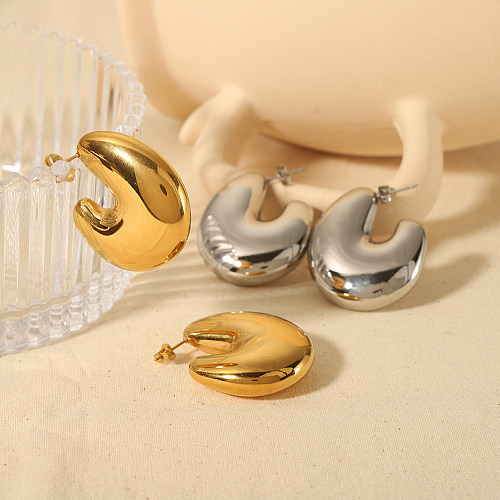 1 paire de clous d'oreilles plaqués or 18 carats, Style Simple, en forme de U, placage de polissage, en acier inoxydable