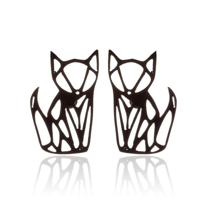 1 Pair Fashion Fox Stainless Steel Ear Studs