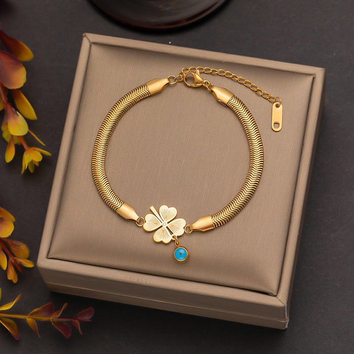 Bracelets de placage en acier titane de papillon de fleur de forme de coeur de style simple de base