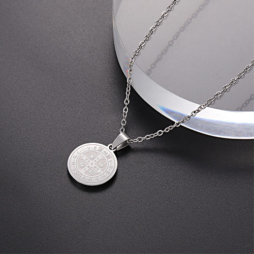 Commute Solid Color Stainless Steel  Plating Silver Plated Pendant Necklace