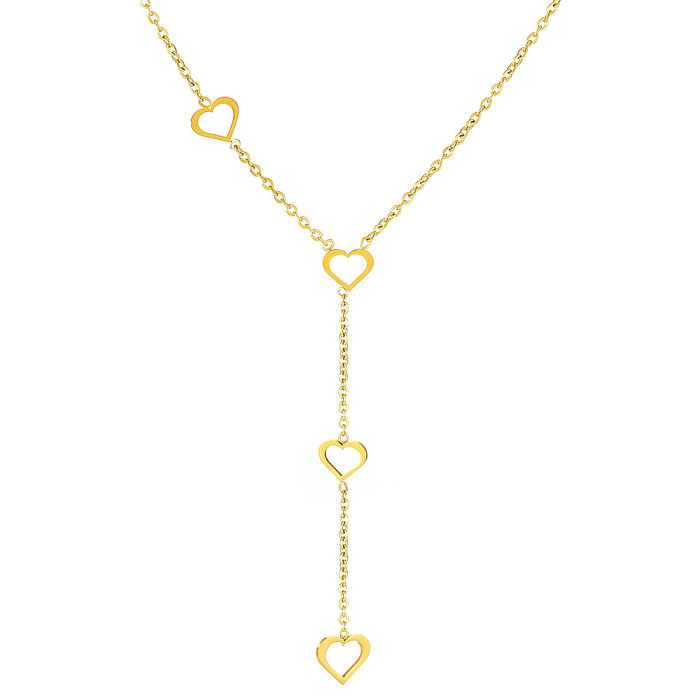 Simple Style Heart Shape Stainless Steel Polishing Necklace