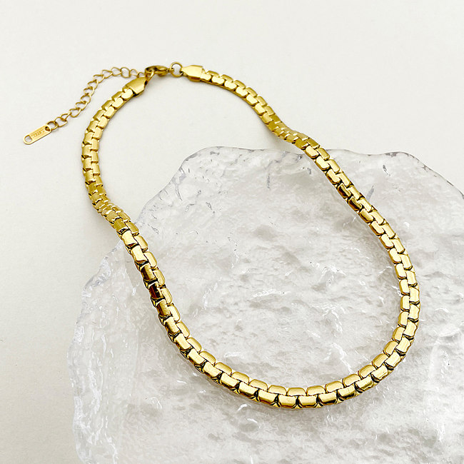 Einfache, einfarbige, vergoldete Halskette aus Edelstahl mit Polierbeschichtung