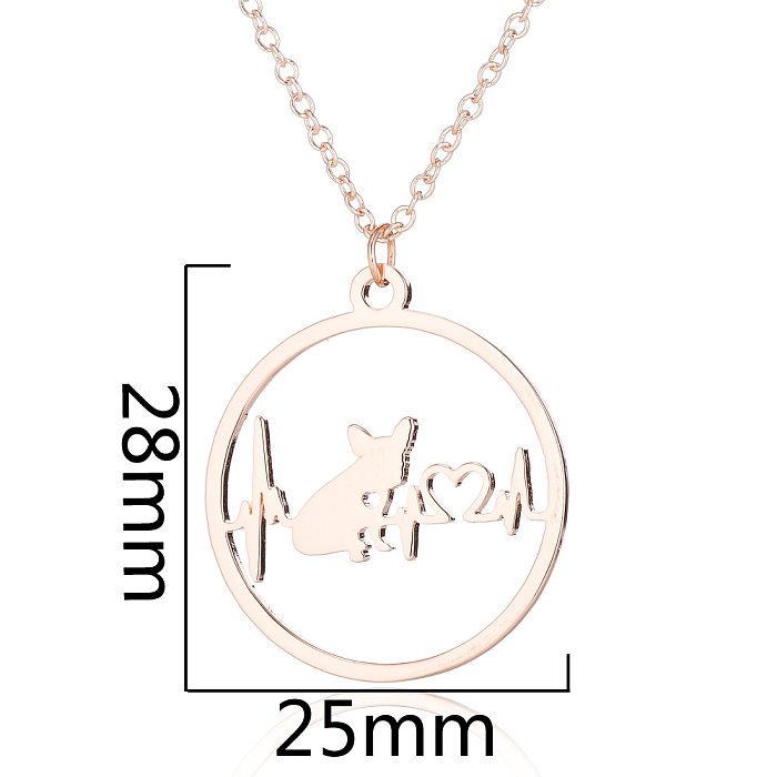 Simple Style Dog Electrocardiogram Stainless Steel  Stainless Steel Plating Hollow Out Pendant Necklace 1 Piece