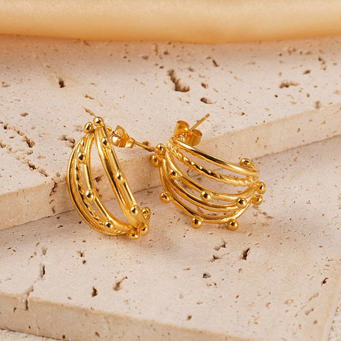 1 Pair Simple Style C Shape U Shape Plating Stainless Steel  Gold Plated Earrings