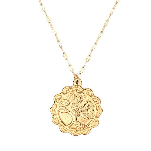 Casual Simple Style Sun Moon Stainless Steel  Stainless Steel Polishing Plating Hollow Out Gold Plated Pendant Necklace