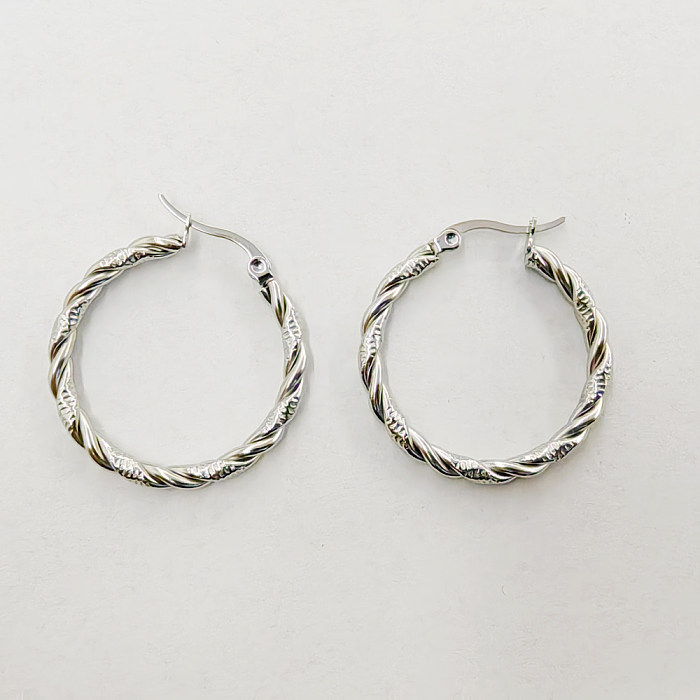 1 paire de boucles d'oreilles plaquées en acier inoxydable, Style Simple, forme C