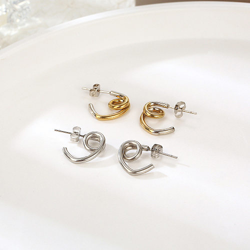1 Pair Retro Simple Style Knot Plating Stainless Steel Ear Studs